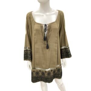 Free People Tunic Women’s Size L V-Neck With Decorative Tassels Embroidered